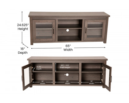 BLNK Sheffield Classic TV Stand up to 80" TVs - Finish with Full Glass Doors - Modern Black Wash