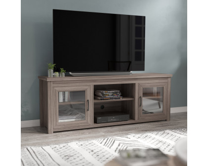 BLNK Sheffield Classic TV Stand up to 80" TVs - Finish with Full Glass Doors - Gray Wash Oak