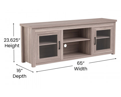 BLNK Sheffield Classic TV Stand up to 80" TVs - Finish with Full Glass Doors - Gray Wash Oak