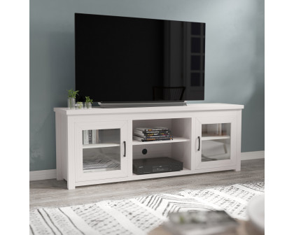 BLNK Sheffield Classic TV Stand up to 80" TVs - Finish with Full Glass Doors - Modern White Wash