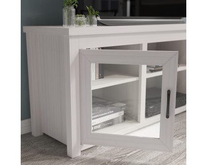 BLNK Sheffield Classic TV Stand up to 80" TVs - Finish with Full Glass Doors - Modern White Wash