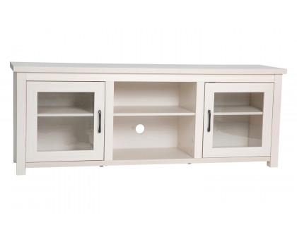 BLNK Sheffield Classic TV Stand up to 80" TVs - Finish with Full Glass Doors - Modern White Wash