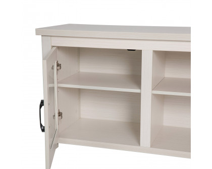 BLNK Sheffield Classic TV Stand up to 80" TVs - Finish with Full Glass Doors - Modern White Wash