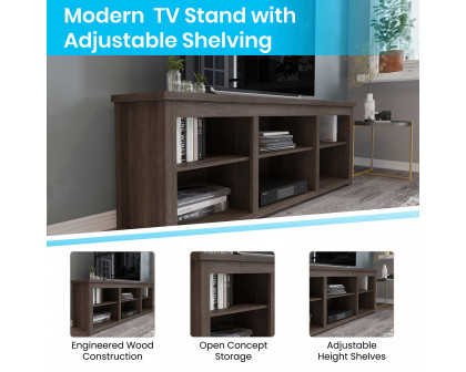 BLNK Kilead Farmhouse Engineered Wood Framed Media Console TV Stand for up to 80" TVs with Open Storage - Modern Espresso