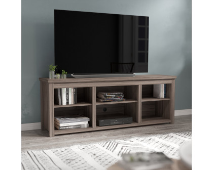 BLNK Kilead Farmhouse Engineered Wood Framed Media Console TV Stand for up to 80" TVs with Open Storage - Gray Wash Oak