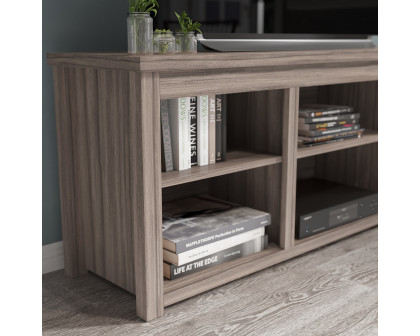 BLNK Kilead Farmhouse Engineered Wood Framed Media Console TV Stand for up to 80" TVs with Open Storage - Gray Wash Oak