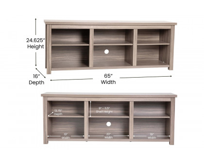 BLNK Kilead Farmhouse Engineered Wood Framed Media Console TV Stand for up to 80" TVs with Open Storage - Gray Wash Oak