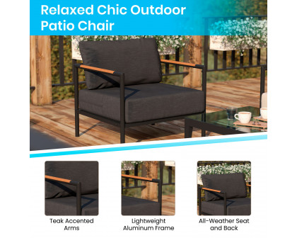 BLNK™ Lea Indoor-Outdoor Aluminum Framed Patio Chair with Cushions - Charcoal