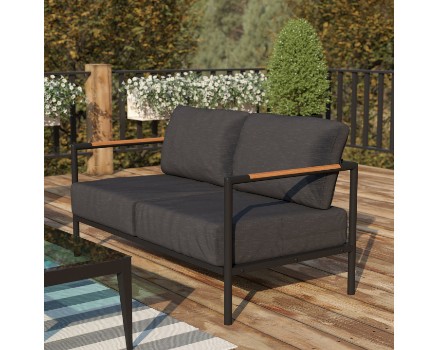 BLNK Lea Indoor-Outdoor Patio Loveseat with Cushions