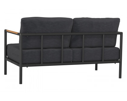 BLNK Lea Indoor-Outdoor Patio Loveseat with Cushions - Charcoal