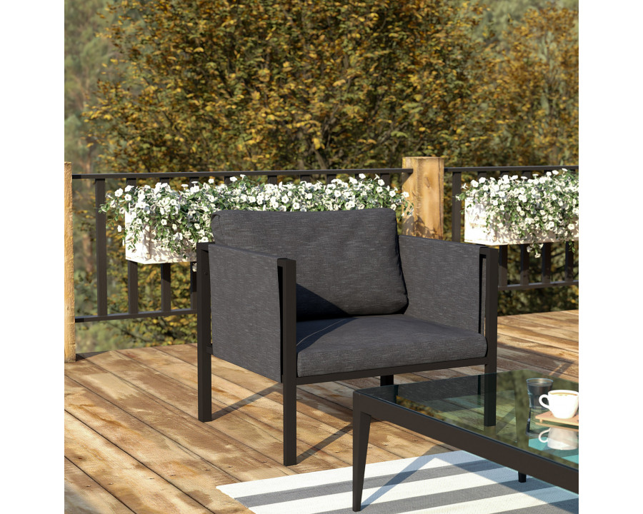 BLNK Lea Indoor-Outdoor Steel Framed Patio Chair with Cushions