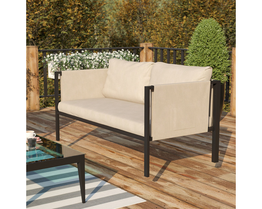 BLNK Lea Indoor-Outdoor Loveseat with Cushions - Beige