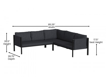 BLNK Lea Indoor-Outdoor Sectional with Cushions - Charcoal