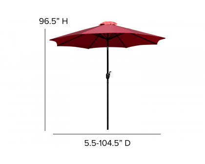 BLNK Kona Round Umbrella with Crank and Tilt Function - Red