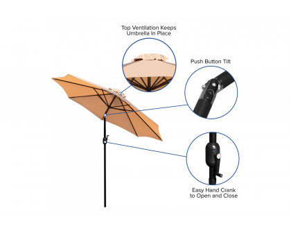 BLNK Kona Round Umbrella with Crank and Tilt Function - Tan