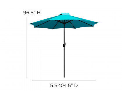 BLNK Kona Round Umbrella with Crank and Tilt Function - Teal