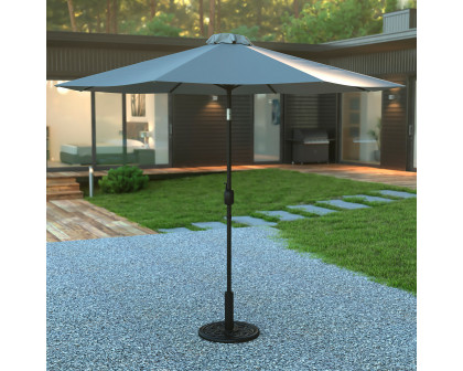 BLNK Sunny Round Umbrella with Crank and Tilt Function and Standing Umbrella Base