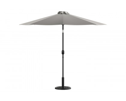 BLNK Sunny Round Umbrella with Crank and Tilt Function and Standing Umbrella Base - Gray