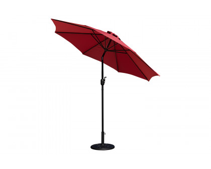 BLNK Kona Round Umbrella with Crank and Tilt Function and Standing Umbrella Base - Red