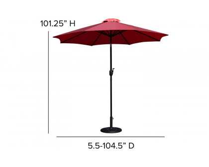 BLNK Kona Round Umbrella with Crank and Tilt Function and Standing Umbrella Base - Red