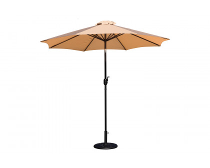 BLNK Kona Round Umbrella with Crank and Tilt Function and Standing Umbrella Base - Tan