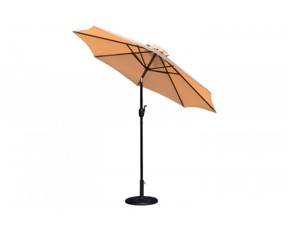 BLNK Kona Round Umbrella with Crank and Tilt Function and Standing Umbrella Base - Tan