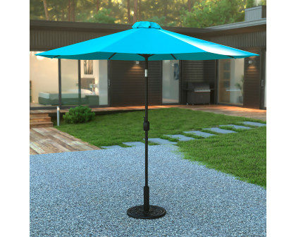 BLNK Sunny Round Umbrella with Crank and Tilt Function and Standing Umbrella Base