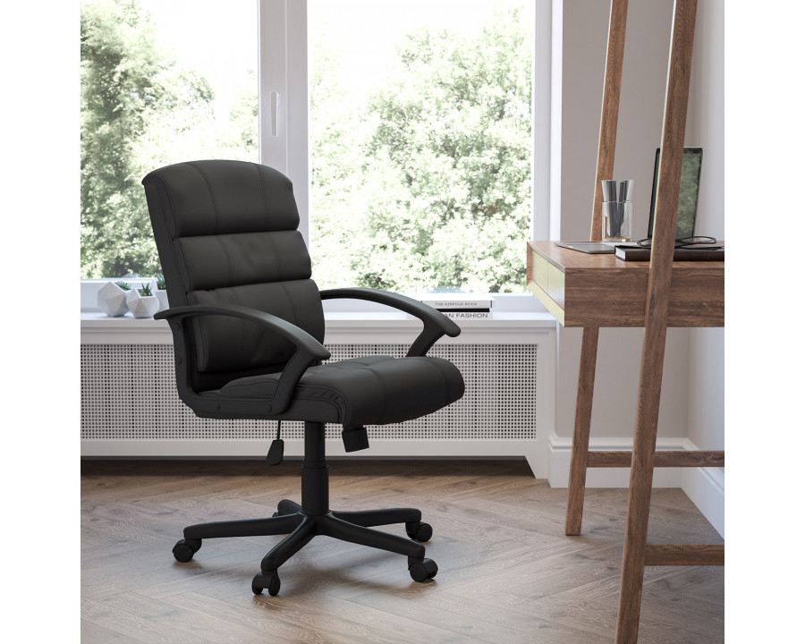 BLNK - Lane LeatherSoft Mid-Back Swivel Task Office Chair with Arms