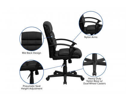 BLNK - Lane LeatherSoft Mid-Back Swivel Task Office Chair with Arms