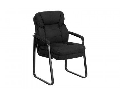 BLNK™ Isla Microfiber Executive Side Reception Chair with Lumbar Support and Sled Base - Black