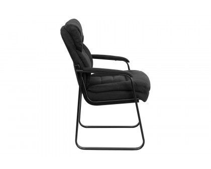 BLNK™ Isla Microfiber Executive Side Reception Chair with Lumbar Support and Sled Base - Black