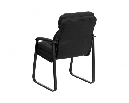 BLNK™ Isla Microfiber Executive Side Reception Chair with Lumbar Support and Sled Base - Black