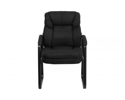 BLNK™ Isla Microfiber Executive Side Reception Chair with Lumbar Support and Sled Base - Black