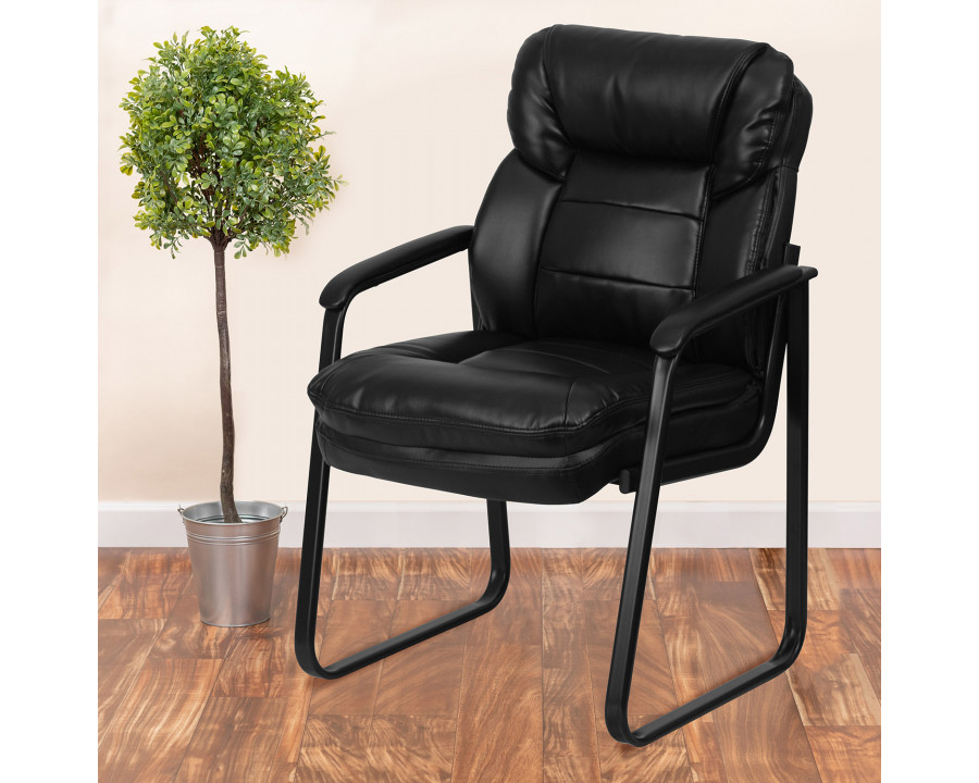 BLNK - Isla LeatherSoft Executive Side Reception Chair with Lumbar Support and Sled Base