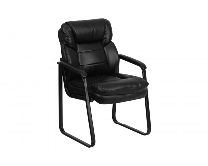 BLNK - Isla LeatherSoft Executive Side Reception Chair with Lumbar Support and Sled Base