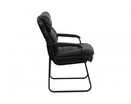 BLNK - Isla LeatherSoft Executive Side Reception Chair with Lumbar Support and Sled Base