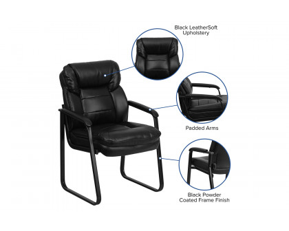 BLNK - Isla LeatherSoft Executive Side Reception Chair with Lumbar Support and Sled Base