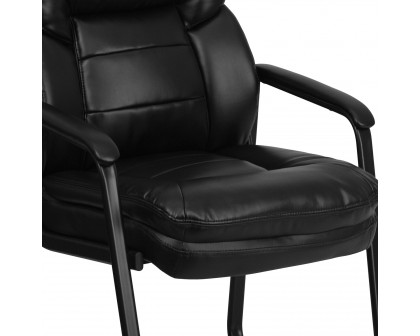 BLNK - Isla LeatherSoft Executive Side Reception Chair with Lumbar Support and Sled Base