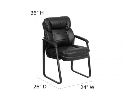 BLNK - Isla LeatherSoft Executive Side Reception Chair with Lumbar Support and Sled Base