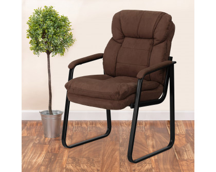 BLNK Isla Microfiber Executive Side Reception Chair with Lumbar Support and Sled Base