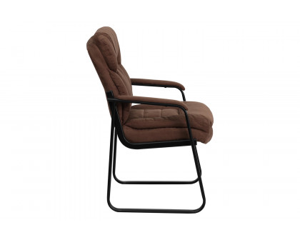 BLNK™ Isla Microfiber Executive Side Reception Chair with Lumbar Support and Sled Base - Brown