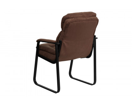 BLNK™ Isla Microfiber Executive Side Reception Chair with Lumbar Support and Sled Base - Brown