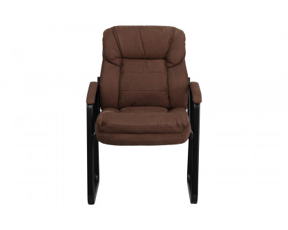 BLNK™ Isla Microfiber Executive Side Reception Chair with Lumbar Support and Sled Base - Brown