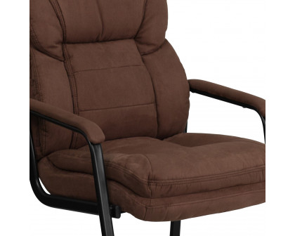 BLNK™ Isla Microfiber Executive Side Reception Chair with Lumbar Support and Sled Base - Brown