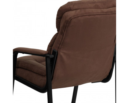 BLNK™ Isla Microfiber Executive Side Reception Chair with Lumbar Support and Sled Base - Brown