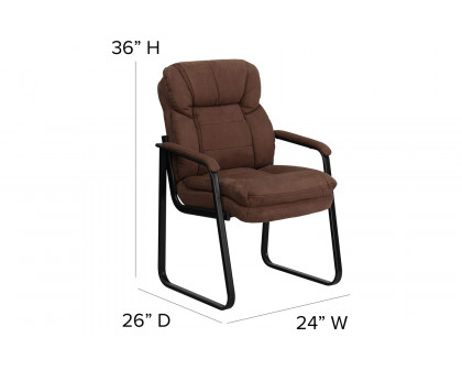 BLNK™ Isla Microfiber Executive Side Reception Chair with Lumbar Support and Sled Base - Brown