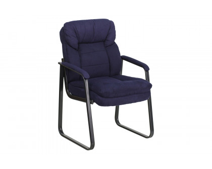 BLNK™ Isla Microfiber Executive Side Reception Chair with Lumbar Support and Sled Base - Navy