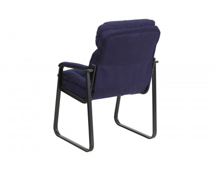 BLNK™ Isla Microfiber Executive Side Reception Chair with Lumbar Support and Sled Base - Navy