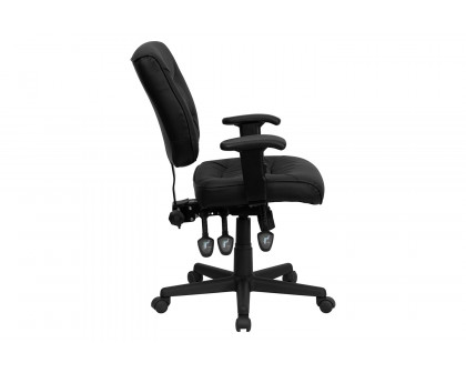 BLNK Cole LeatherSoft Mid-Back Black Multifunction Swivel Ergonomic Task Office Chair