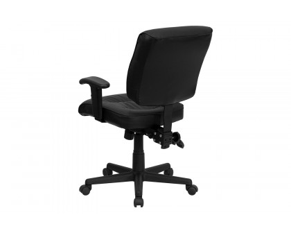 BLNK Cole LeatherSoft Mid-Back Black Multifunction Swivel Ergonomic Task Office Chair - with Adjustable Arms